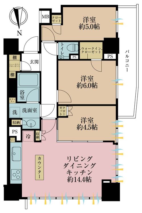 その他 3LDK、専有面積67.9m2、バルコニー面積8.36m2