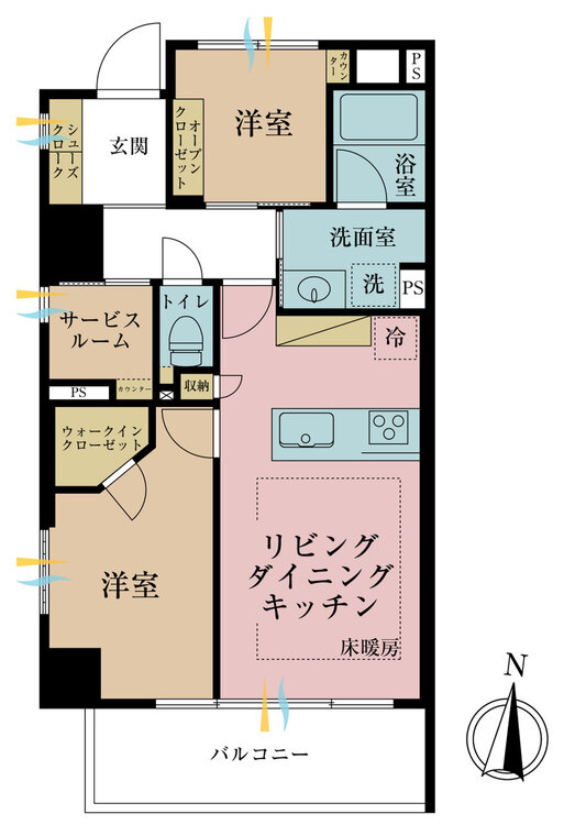その他 2LDK+S（納戸）、専有面積50.88m2、バルコニー面積7.24m2
