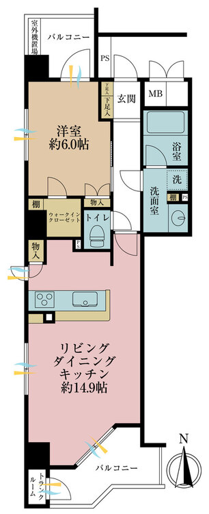 その他 1LDK、専有面積51.19m2、バルコニー面積9.36m2