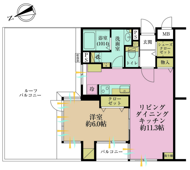 その他 1LDK、専有面積41.33m2、バルコニー面積1.62m2
