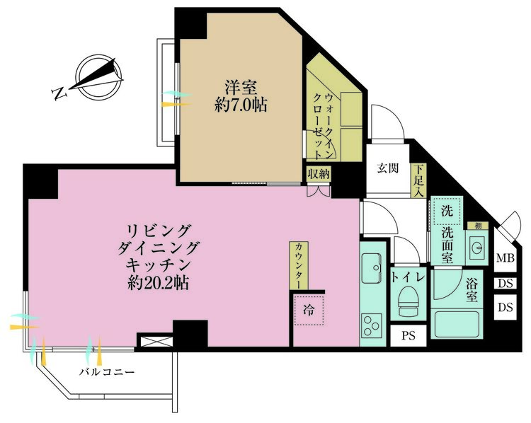 その他 1LDK、専有面積60.77m2、バルコニー面積3.29m2