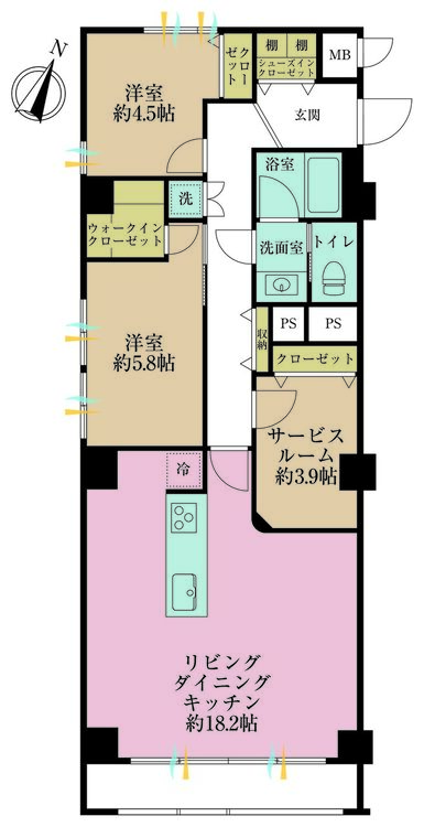 その他 2LDK+S（納戸）、専有面積73.41m2、バルコニー面積4m2