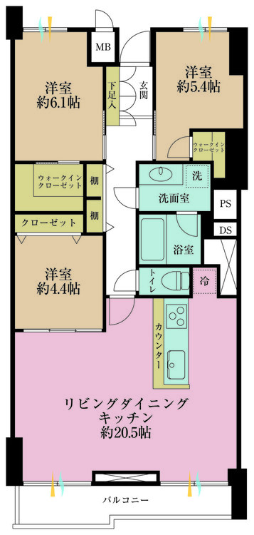 その他 3LDK、専有面積82.26m2、バルコニー面積8.21m2
