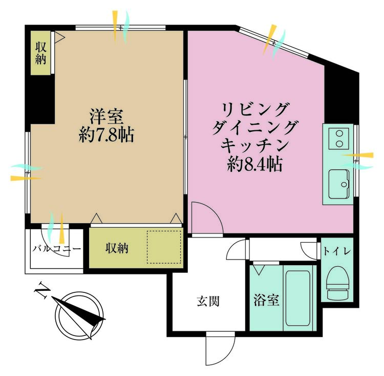 その他 1LDK、専有面積31.77m2、バルコニー面積1.26m2
