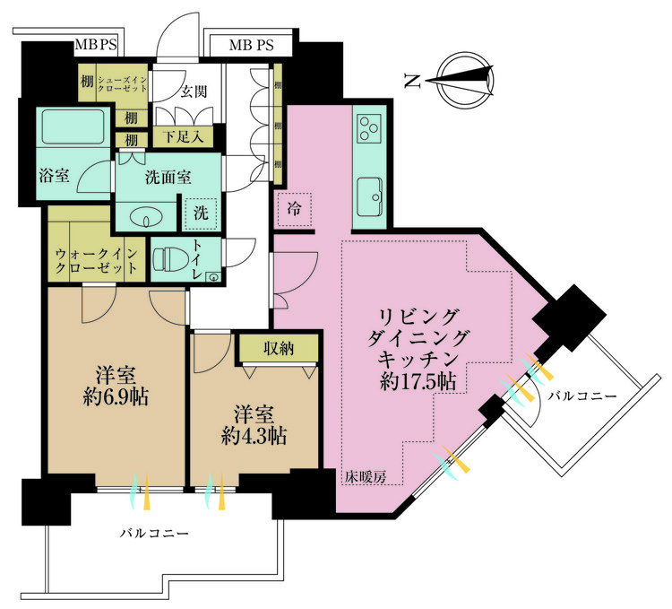 その他 2LDK、専有面積70.98m2、バルコニー面積10.15m2