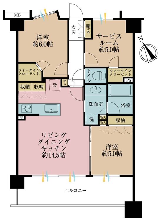 その他 2LDK+S（納戸）、専有面積66.15m2、バルコニー面積12.25m2