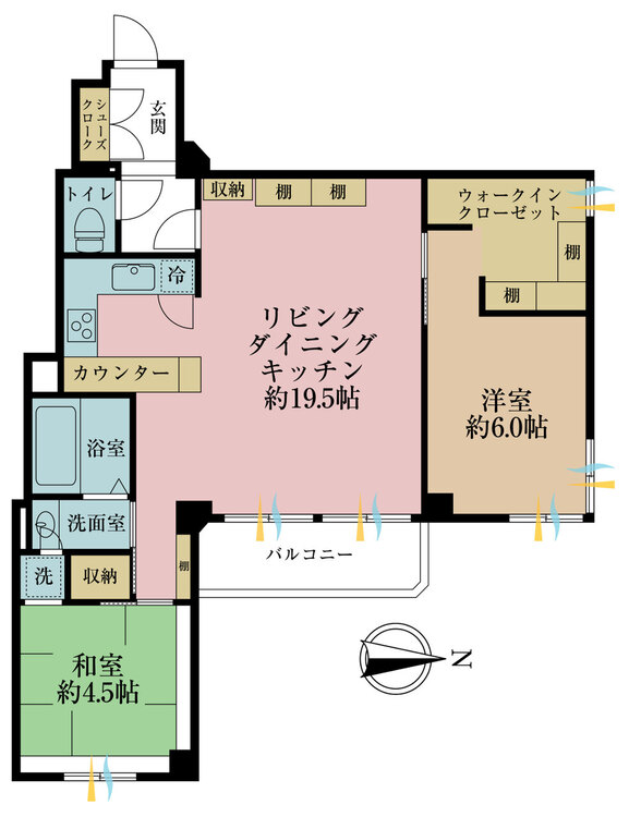 その他 2LDK、専有面積75.28m2、バルコニー面積5.45m2