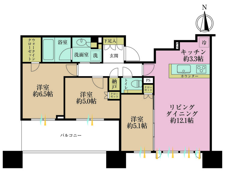 その他 3LDK、専有面積70.58m2、バルコニー面積12.22m2