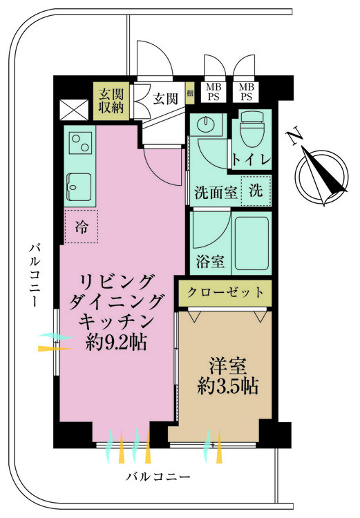 その他 1LDK、専有面積35.8m2、バルコニー面積17.55m2
