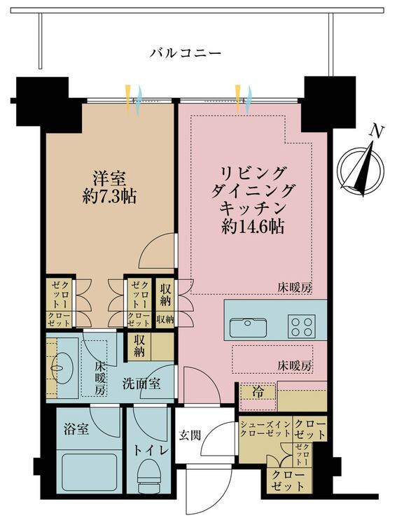その他 1LDK、専有面積55.65m2、バルコニー面積11.14m2