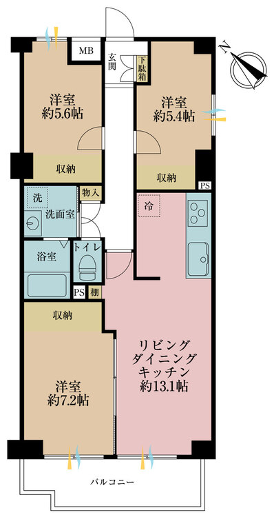 その他 3LDK、専有面積66m2、バルコニー面積6.99m2