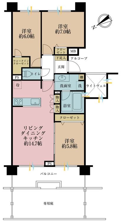 その他 3LDK、専有面積72.66m2、バルコニー面積10.8m2