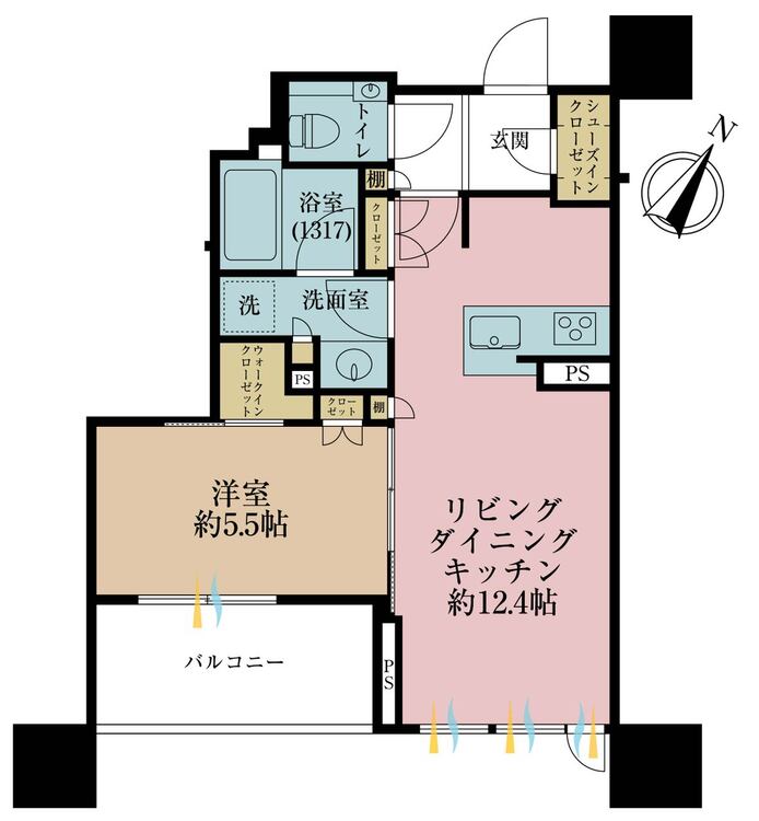その他 1LDK、専有面積43.43m2、バルコニー面積6.42m2