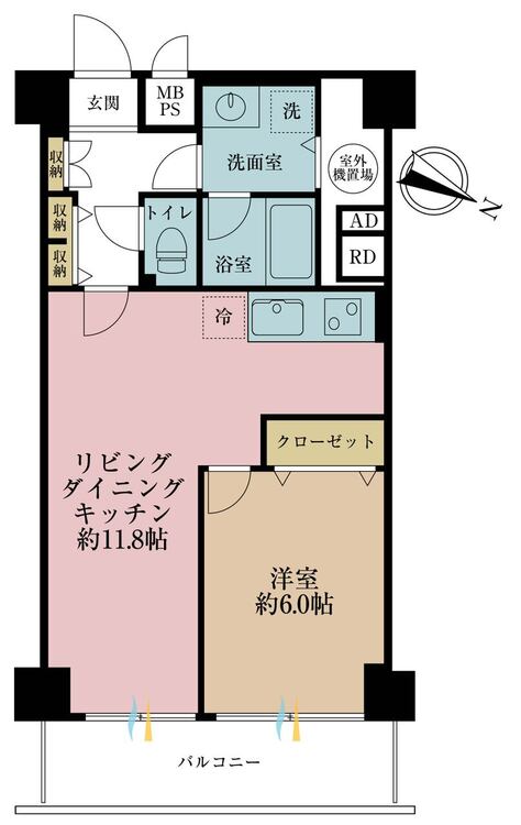 その他 1LDK、専有面積46m2、バルコニー面積7m2