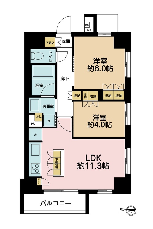 その他 2LDK、専有面積50.16m2、バルコニー面積4.04m2