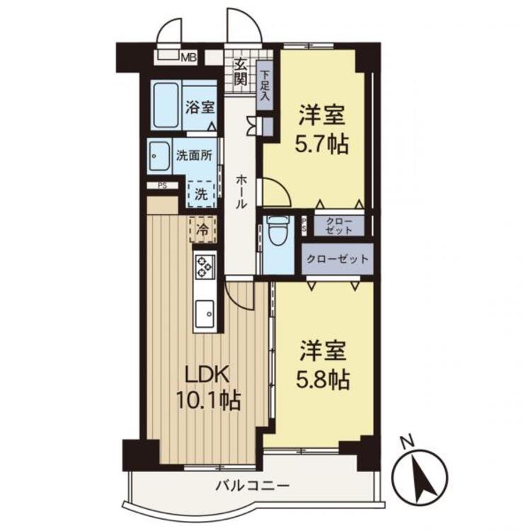 間取り 【間取り図】陽当たりの良い２LDKです♪