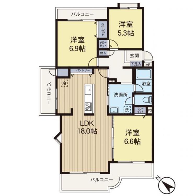 間取り 【間取り図】陽当たりが良くゆとりのある３LDK♪