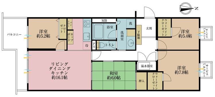 その他 4LDK、専有面積95.04m2、バルコニー面積10m2