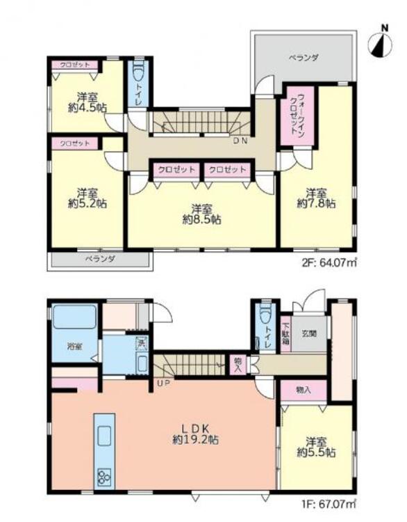 間取り 広々とした19帖以上のリビングで家族団らんな住まい