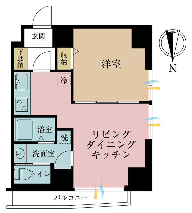 その他 1LDK、専有面積33.01m2、バルコニー面積4.03m2