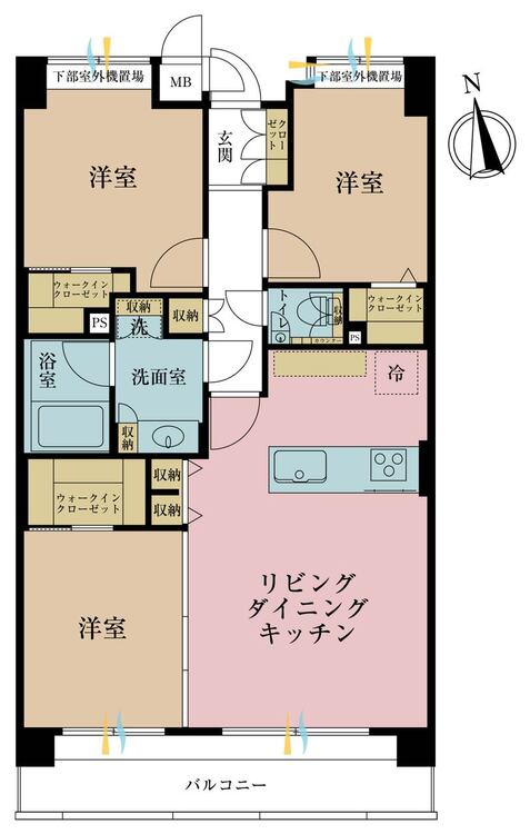 その他 3LDK、専有面積69.4m2、バルコニー面積10.14m2