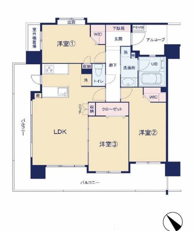 間取り 全室開口部有、陽光と風が通り抜ける住空間です