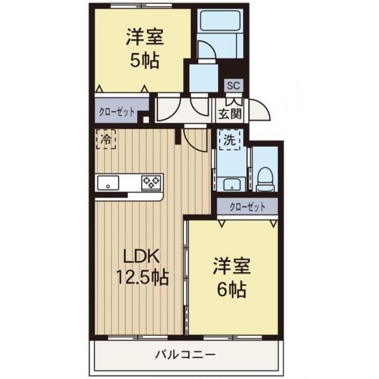 間取り 【間取り図】 時当たり良好な間取りです。 