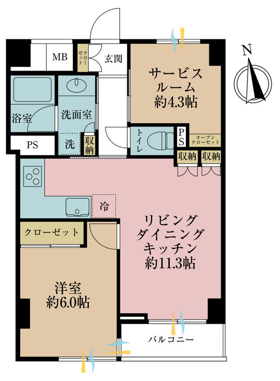 その他 1LDK+S（納戸）、専有面積50.75m2、バルコニー面積3.04m2