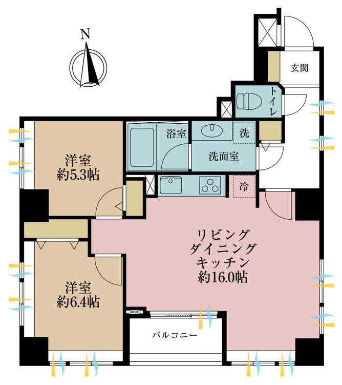 その他 2LDK、専有面積61.9m2、バルコニー面積3.78m2