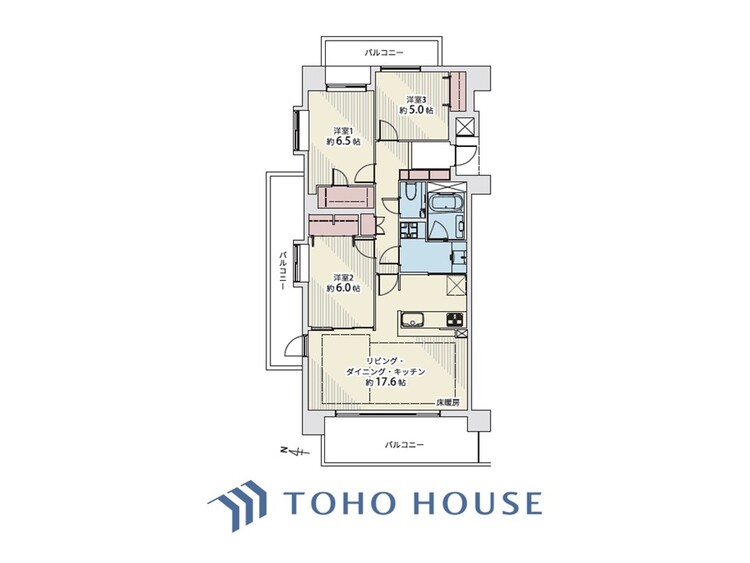 間取り 【house the light is illuminat】採光と風　家事導線も比較的良好で、風通しの良さで過ごしやすい麗(うら)らかな気分にさせてくれるリビング