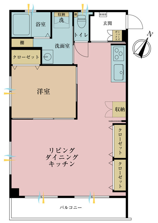 その他 1LDK、専有面積46.44m2、バルコニー面積6.45m2