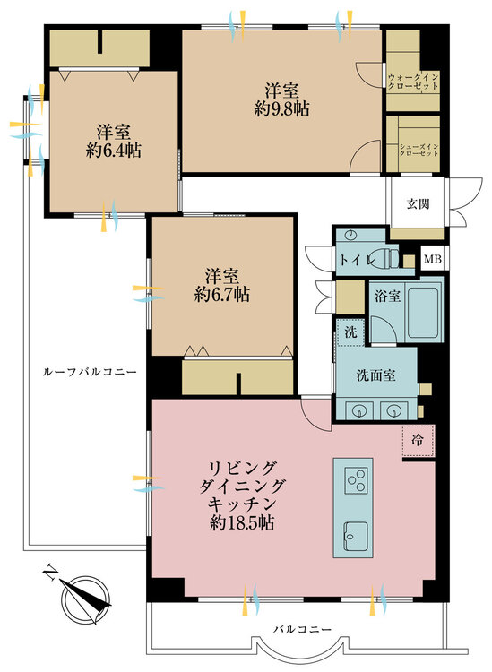 その他 3LDK、専有面積101m2、バルコニー面積8.3m2