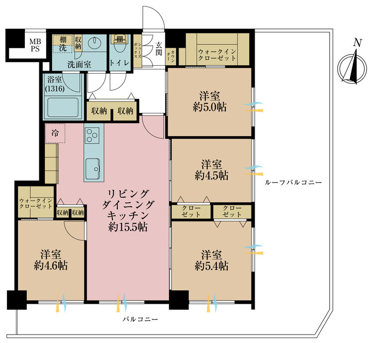 その他 4LDK、専有面積82.54m2、バルコニー面積30.88m2