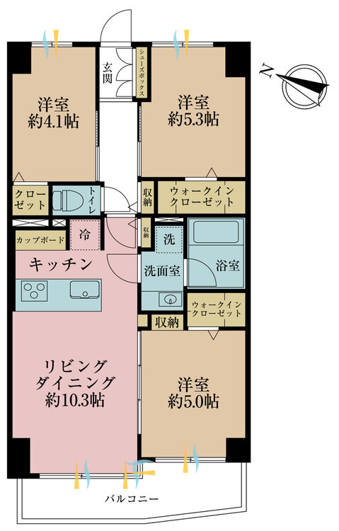 その他 3LDK、専有面積55.81m2、バルコニー面積8.03m2