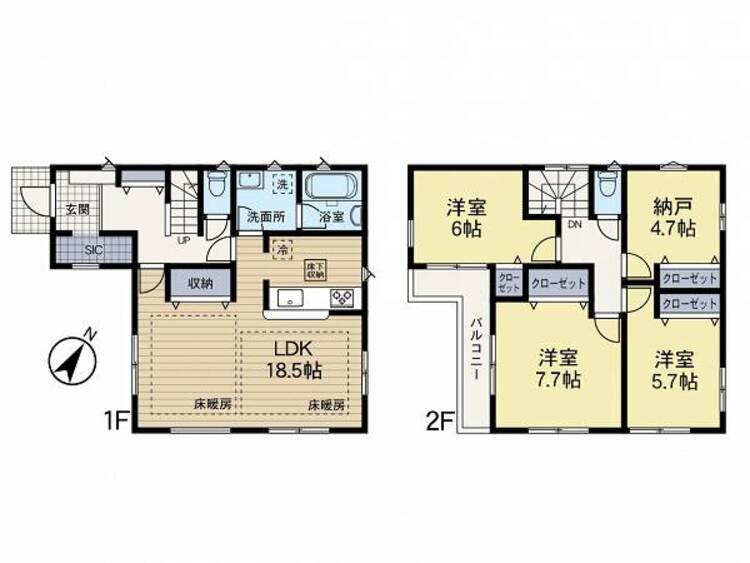 間取り 充実のプライベートスペース、全居室6帖以上の住まい。