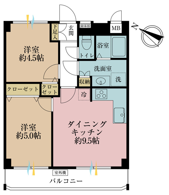 その他 2DK、専有面積46.62m2、バルコニー面積6.3m2