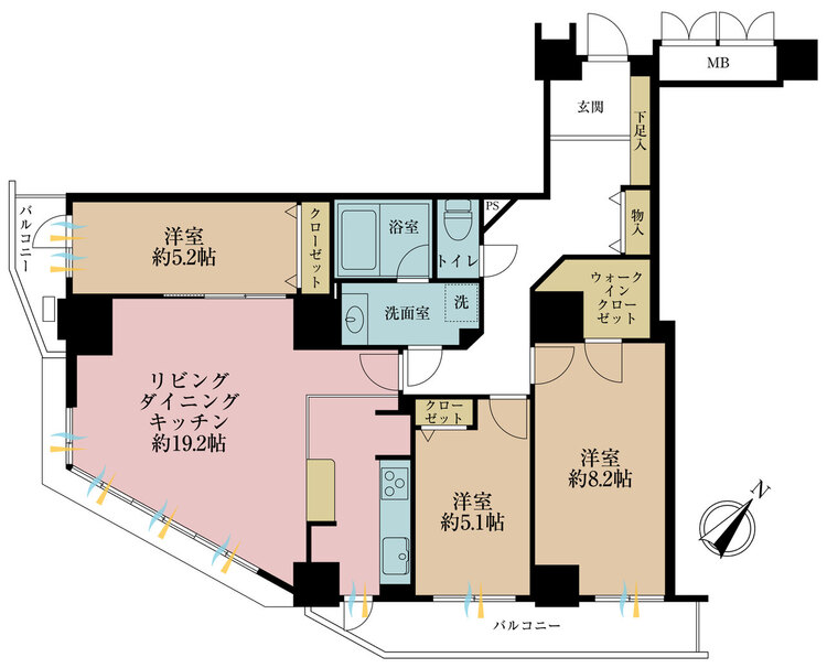 その他 3LDK、専有面積90m2、バルコニー面積10.58m2