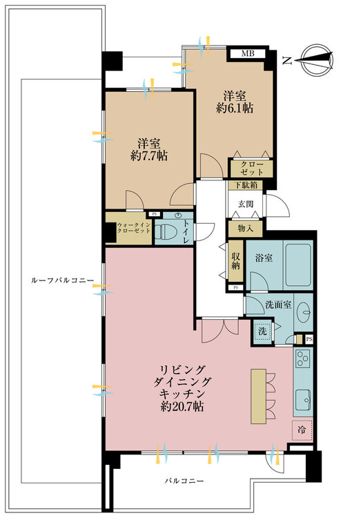 その他 2LDK、専有面積84.64m2、バルコニー面積11.7m2