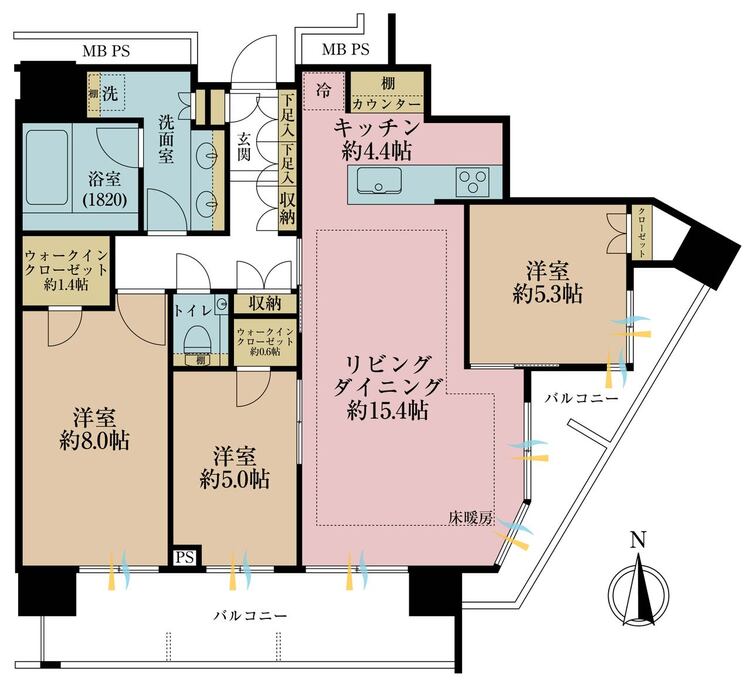 その他 3LDK、専有面積86.62m2、バルコニー面積22.03m2