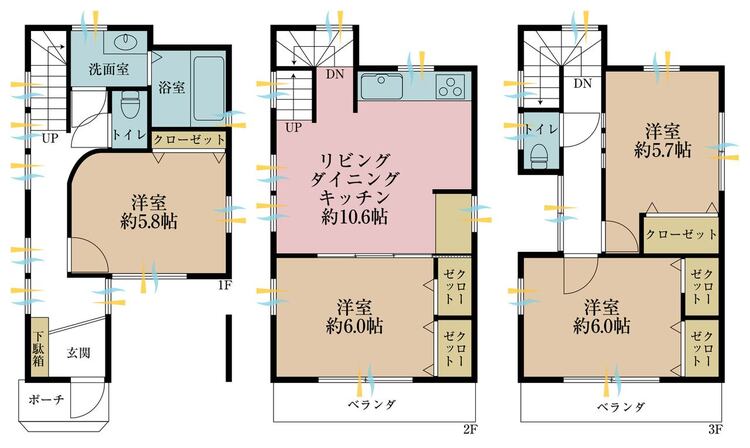 間取り ４ＬＤＫ、土地面積６０．９４平米、建物面積９７．４１平米