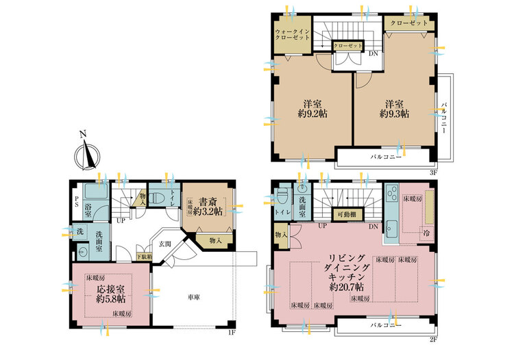 間取り ３ＳＬＤＫ、土地面積６７．５平米、建物面積１２０．６１平米