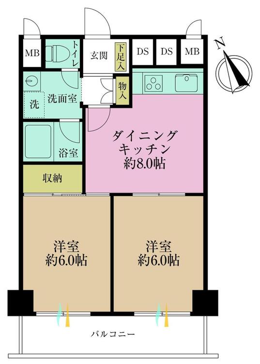 その他 2DK、専有面積43.46?、バルコニー面積6.72?