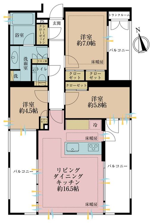 その他 3LDK、専有面積78.14m2、バルコニー面積27.95m2