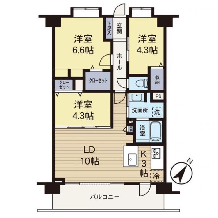 間取り 【間取り図】東南向きの陽当り良好なお部屋です♪