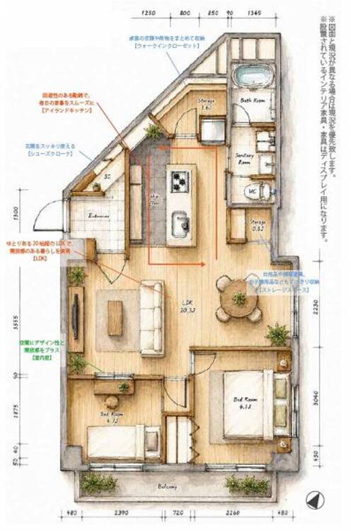 間取り 南東向きの南東部屋で陽光と風が通り抜ける住空間です