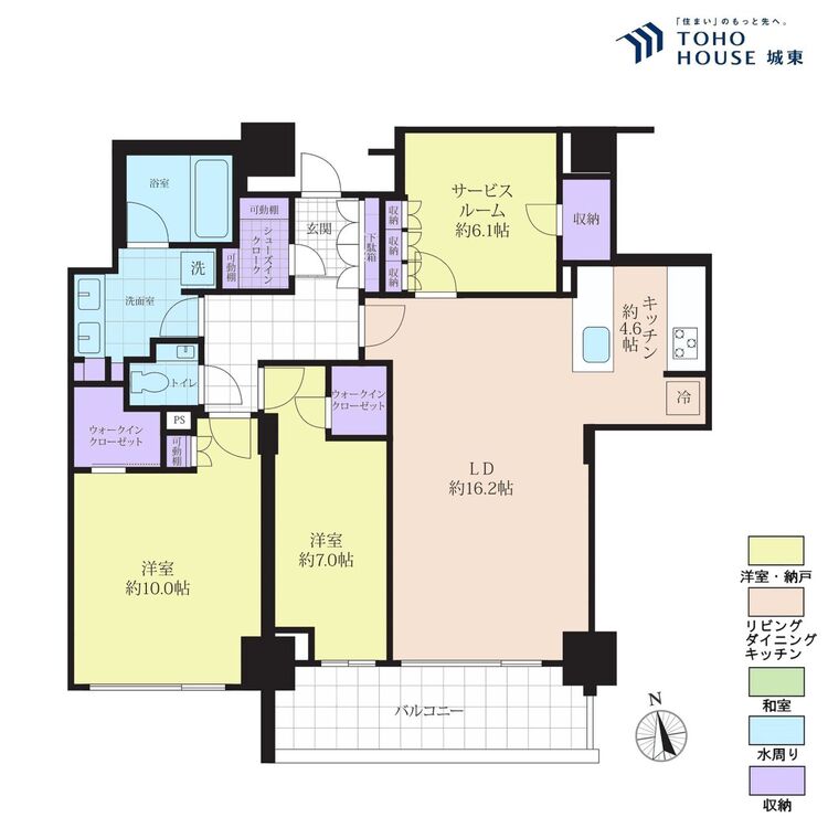 間取り ２ＳＬＤＫ、専有面積１００．１２平米、バルコニー面積１０．３７平米