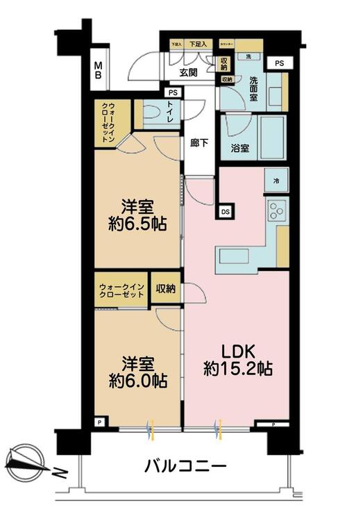 その他 2LDK、専有面積65.74?、バルコニー面積11.4?