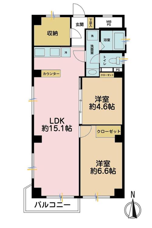 その他 2LDK+S、専有面積62.64?、バルコニー面積5.8?