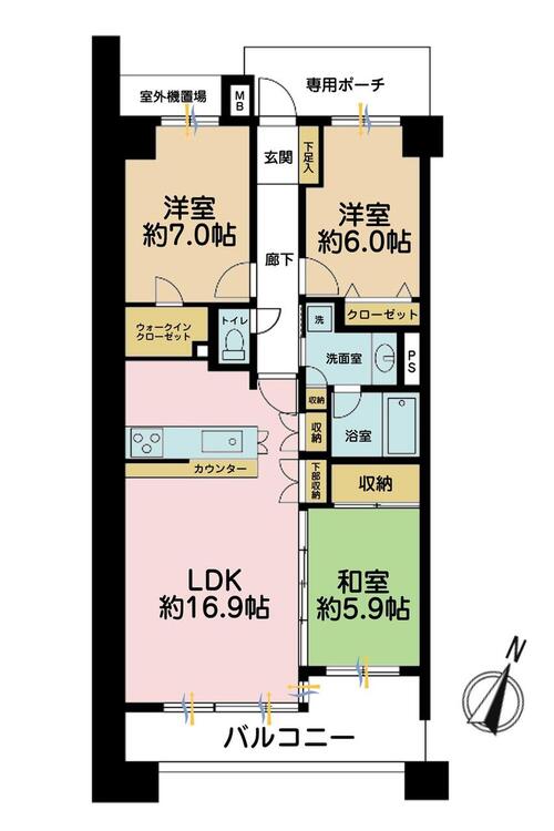 その他 3LDK、専有面積80.06?、バルコニー面積12.13?