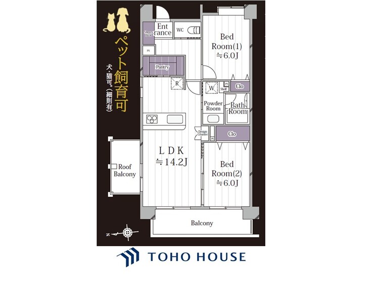 間取り 【house the light is illuminat】採光と風　家事導線も比較的良好で、風通しの良さで過ごしやすい麗(うら)らかな気分にさせてくれるリビング